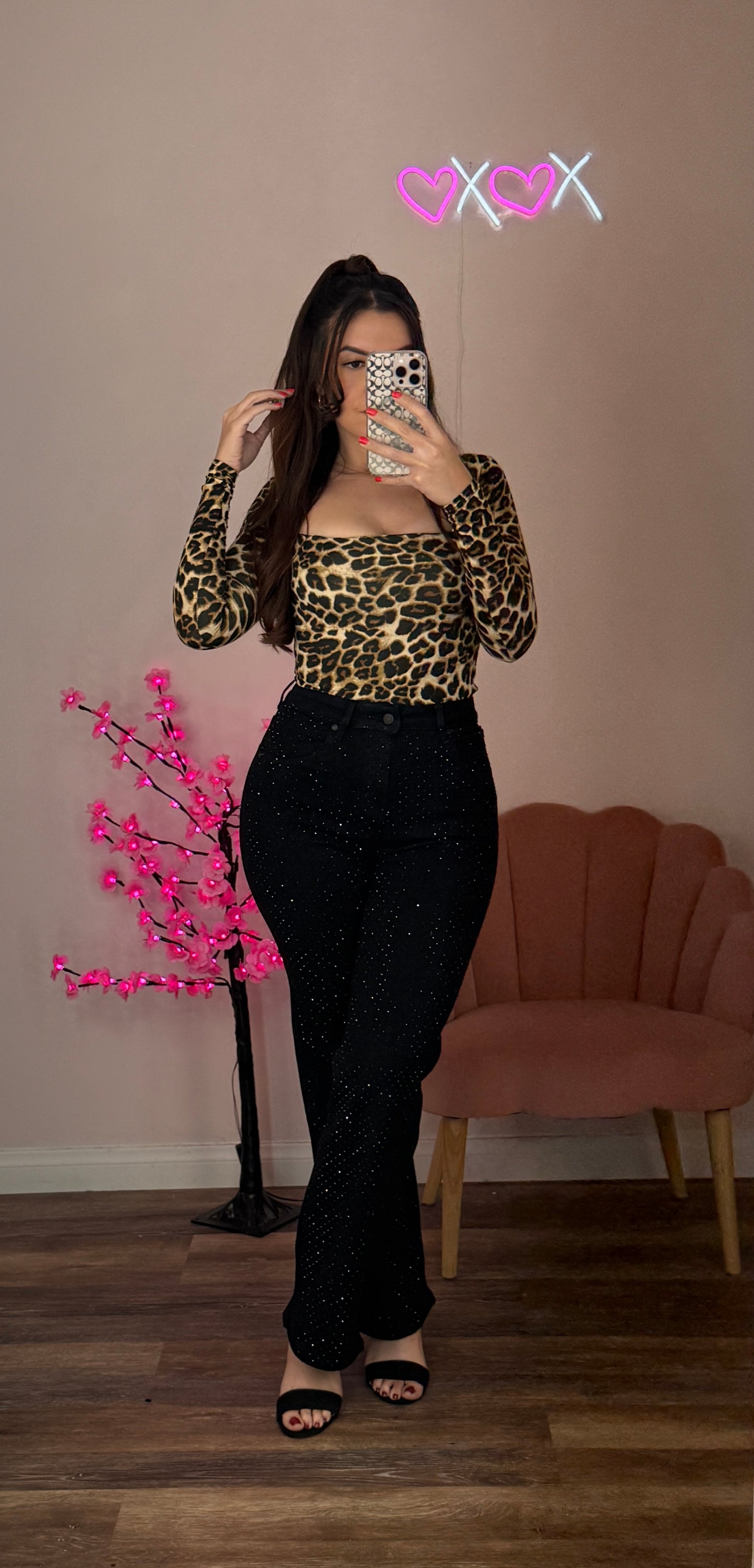 Rhinestone Black Stretch Jeans