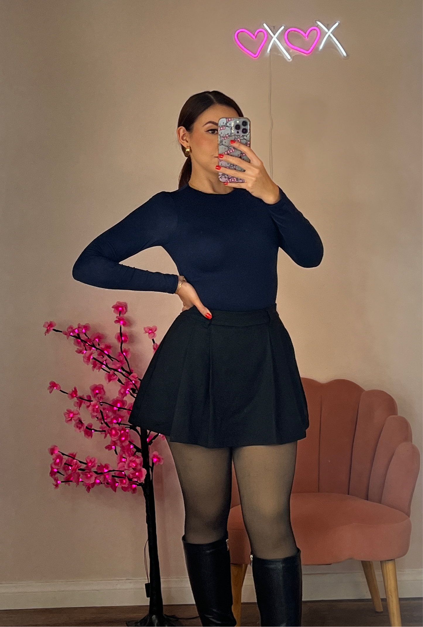 Amber long sleeve bodysuit (Navy Blue)