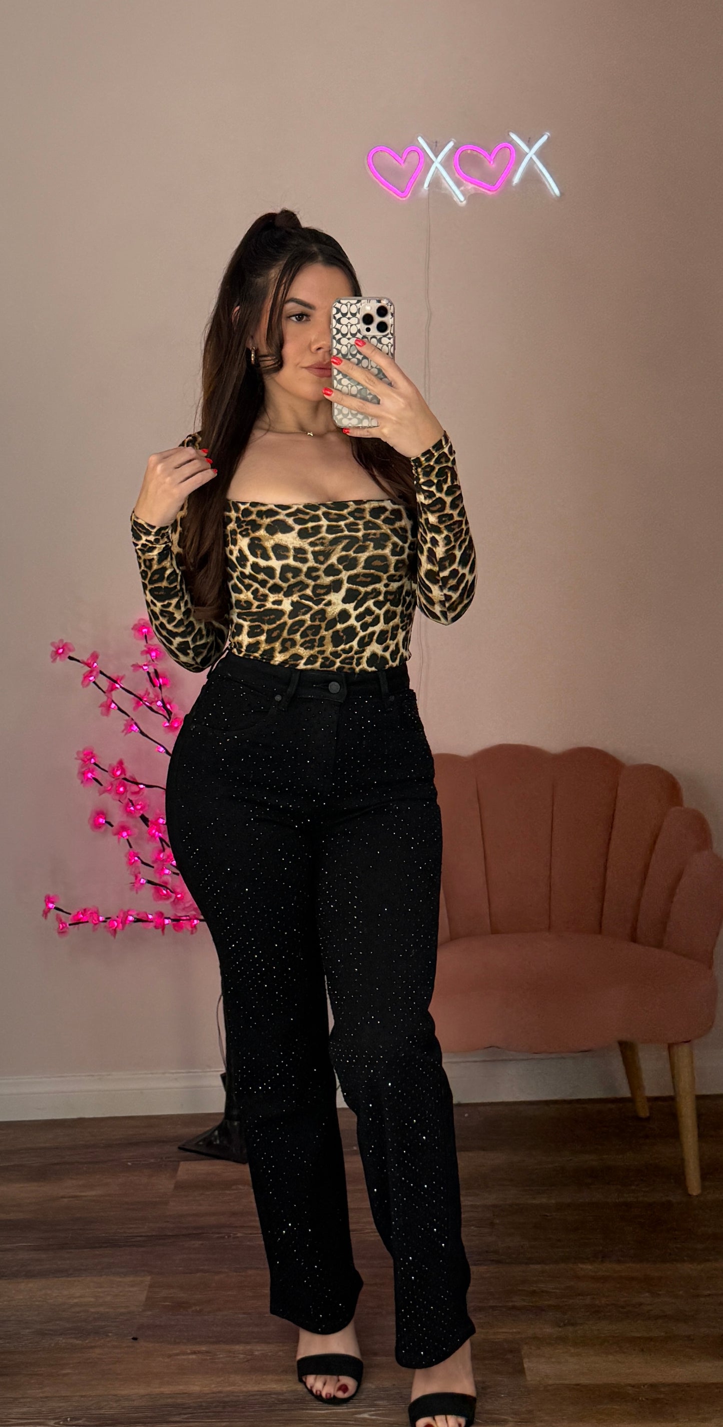 Rhinestone Black Stretch Jeans