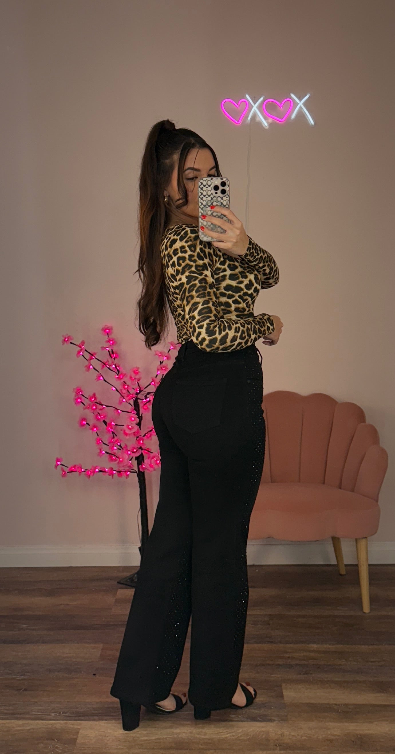 Rhinestone Black Stretch Jeans