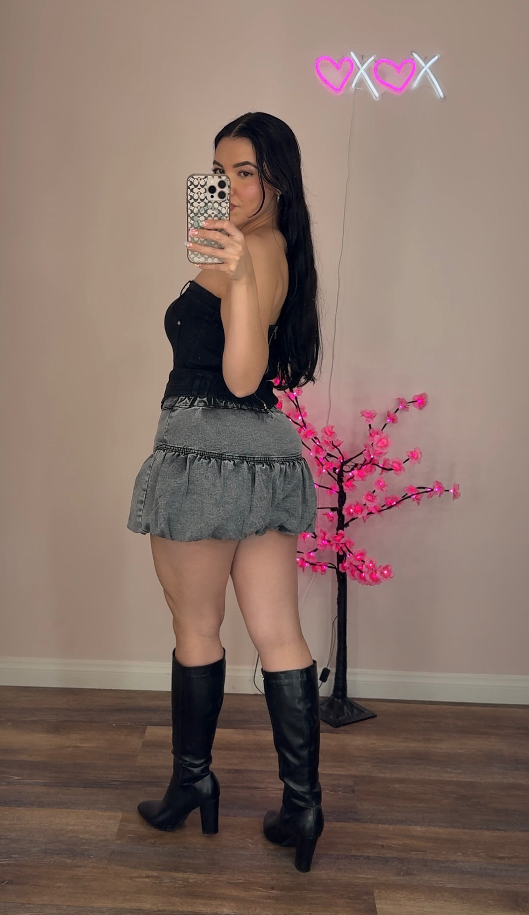 Sofia Denim Bubble Mini Skirt