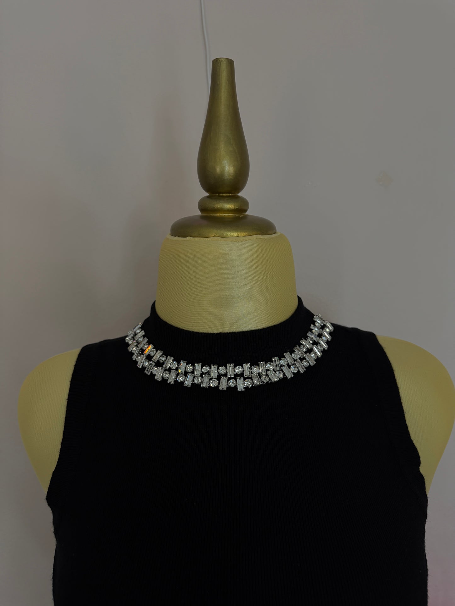 Emma Round Baguette Diamond Neck Tank Sweater -Black