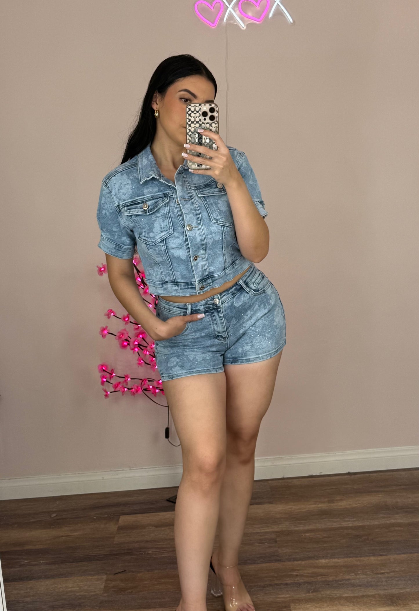 Sparkle Stretch Denim Cropped
Jacket