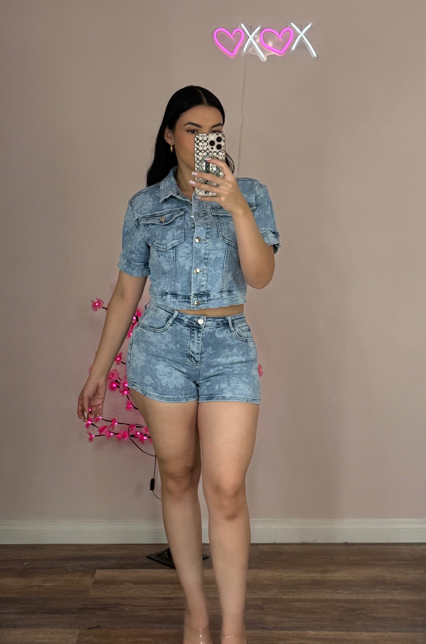 Sparkle Stretch Denim Cropped
Jacket