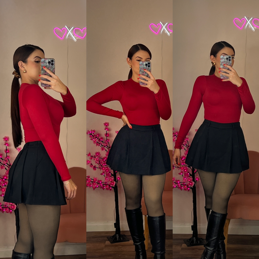 Stella Long Sleeve Bodysuit (Red)