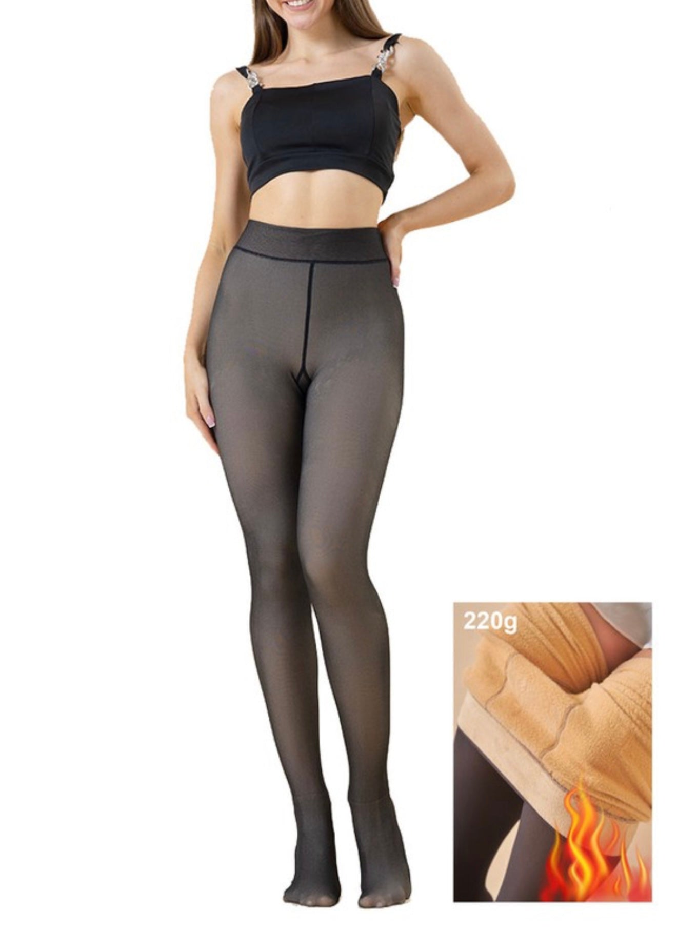 Thermal fur lined pantyhose