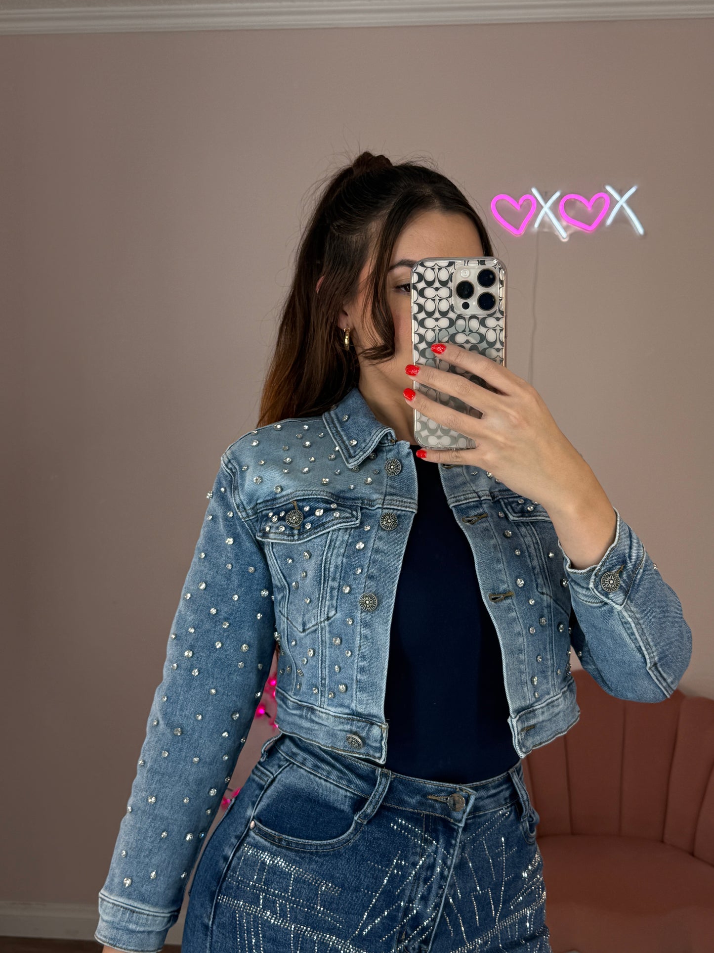 Jane Rhinestone Light Blue Jacket